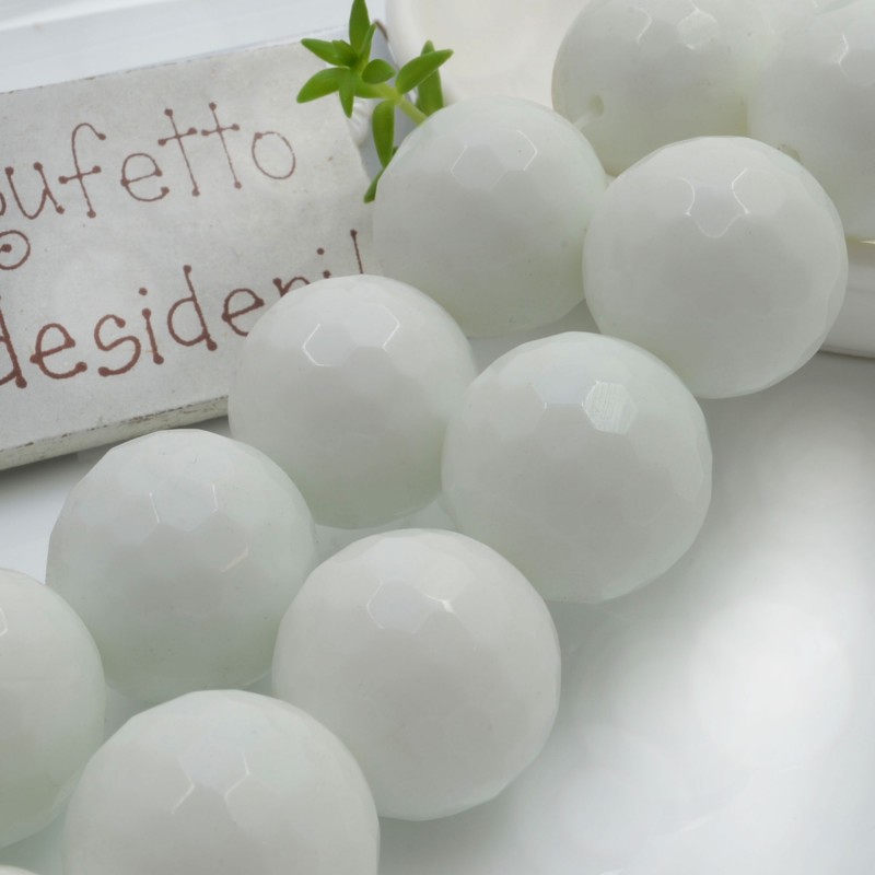 Filo di pietre dure Agata Bianca tonda sfaccettata 20 mm 20 pz per le tue creazioni!!!