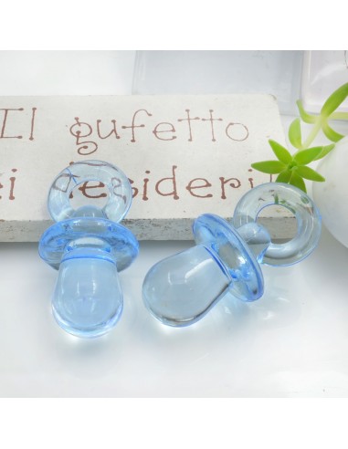 Ciondolo a forma di Ciuccio in resina colore azzurro 31x15mm 4pz | GDO