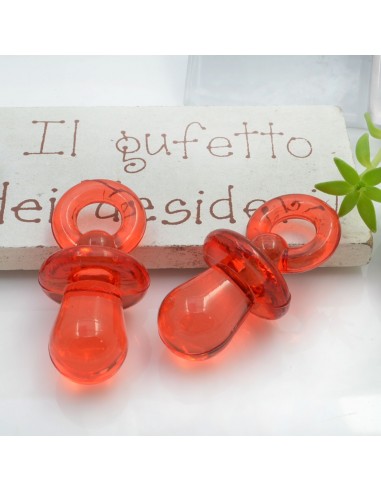 Ciondolo a forma di Ciuccio in resina colore rosso 31x15mm 4pz | GDO