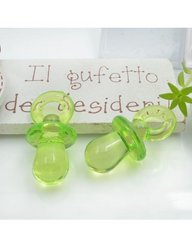 Ciondolo a forma di Ciuccio in resina colore verde chiaro 31x15mm 4pz | GDO