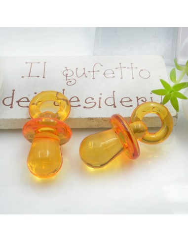 Ciondolo a forma di Ciuccio in resina colore arancione 31x15mm 4pz | GDO