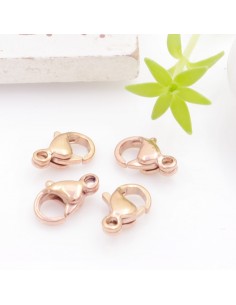 Chiusura moschettone in acciaio inox oro rosa varie misure 2pz Gioie d'Oriente