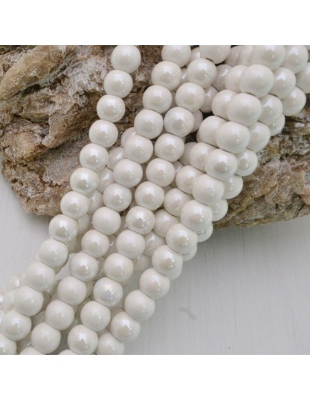 Filo di perle rotonde in ceramica smaltata 8 mm 47pz Gioie d'Oriente