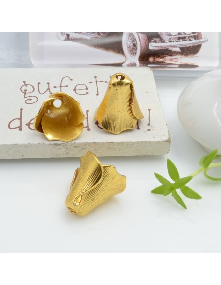 Copriperla fiore in ottone 12mm variante In Ottone - Oro scuro Gioie d'Oriente