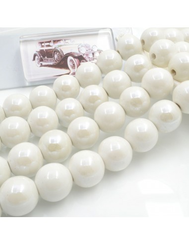 Filo di perle rotonde in ceramica smaltata 14-15 mm 25pz Gioie d'Oriente