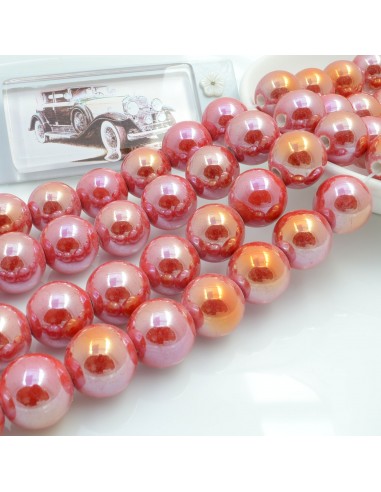 Filo di perle rotonde in ceramica smaltata 14-15 mm 25pz Gioie d'Oriente