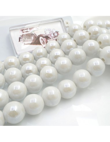 Filo di perle rotonde in ceramica smaltata 14-15 mm 25pz Gioie d'Oriente