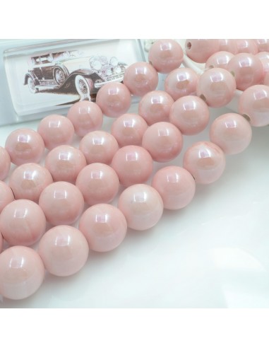 Filo di perle rotonde in ceramica smaltata 14-15 mm 25pz Gioie d'Oriente