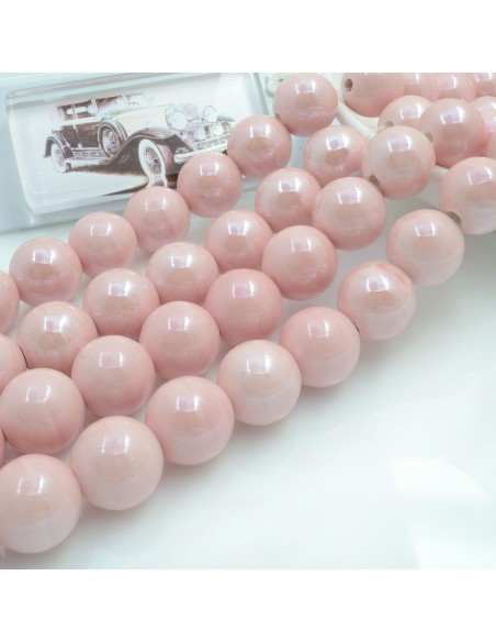 Filo di perle rotonde in ceramica smaltata 14-15 mm 25pz Gioie d'Oriente