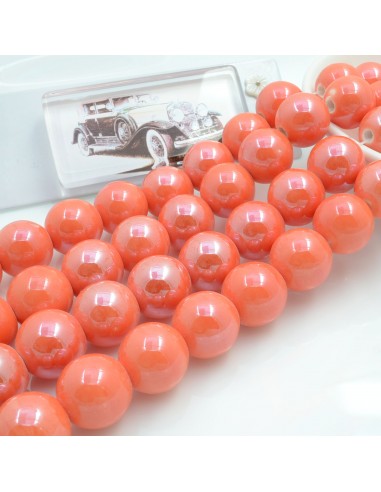 Filo di perle rotonde in ceramica smaltata 14-15 mm 25pz Gioie d'Oriente