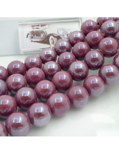 Filo di perle rotonde in ceramica smaltata 14-15 mm 25pz Gioie d'Oriente