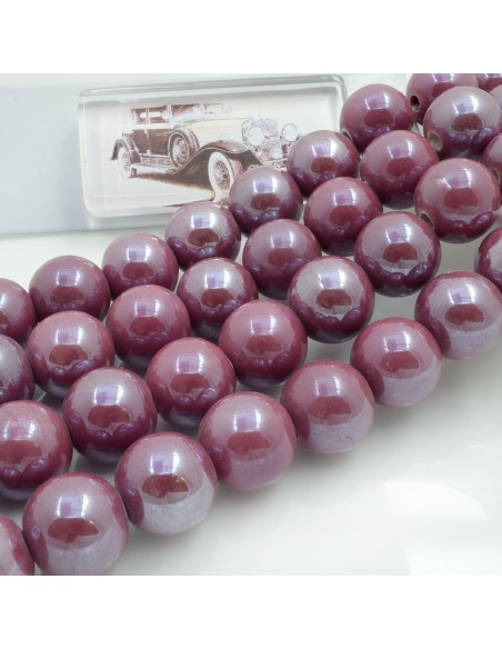 Filo di perle rotonde in ceramica smaltata 14-15 mm 25pz Gioie d'Oriente