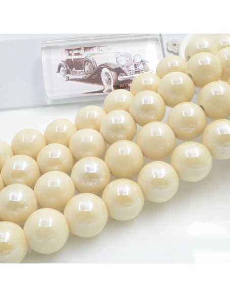 Filo di perle rotonde in ceramica smaltata 14-15 mm 25pz Gioie d'Oriente
