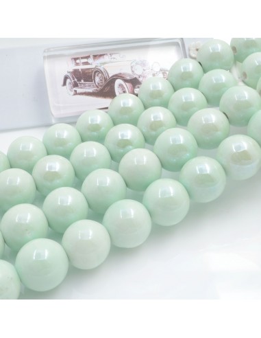 Filo di perle rotonde in ceramica smaltata 14-15 mm 25pz Gioie d'Oriente