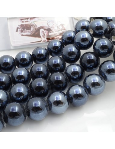 Filo di perle rotonde in ceramica smaltata 14-15 mm 25pz Gioie d'Oriente