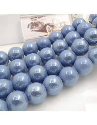 Filo di perle rotonde in ceramica smaltata 14-15 mm 25pz Gioie d'Oriente