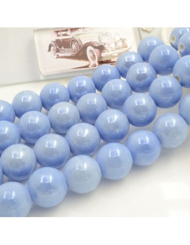 Filo di perle rotonde in ceramica smaltata 14-15 mm 25pz Gioie d'Oriente