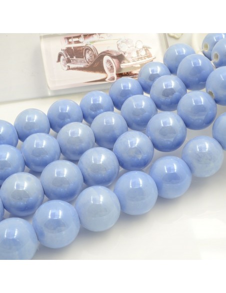 Filo di perle rotonde in ceramica smaltata 14-15 mm 25pz Gioie d'Oriente