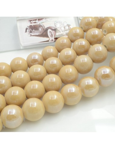 Filo di perle rotonde in ceramica smaltata 14-15 mm 25pz Gioie d'Oriente
