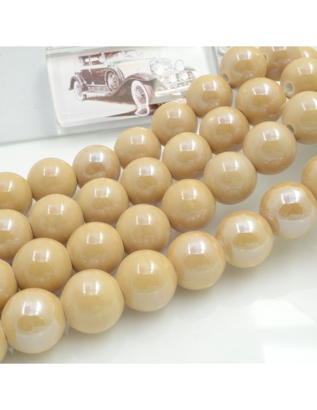 Filo di perle rotonde in ceramica smaltata 14-15 mm 25pz Gioie d'Oriente