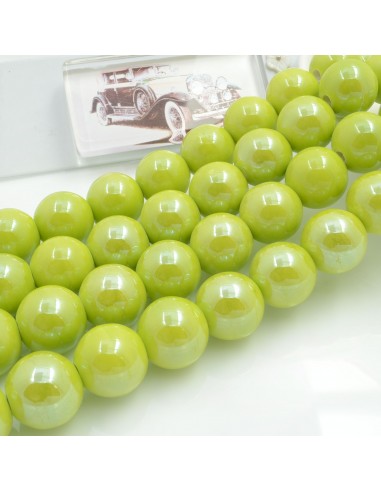 Filo di perle rotonde in ceramica smaltata 14-15 mm 25pz Gioie d'Oriente