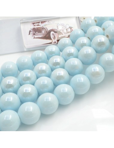 Filo di perle rotonde in ceramica smaltata 14-15 mm 25pz Gioie d'Oriente