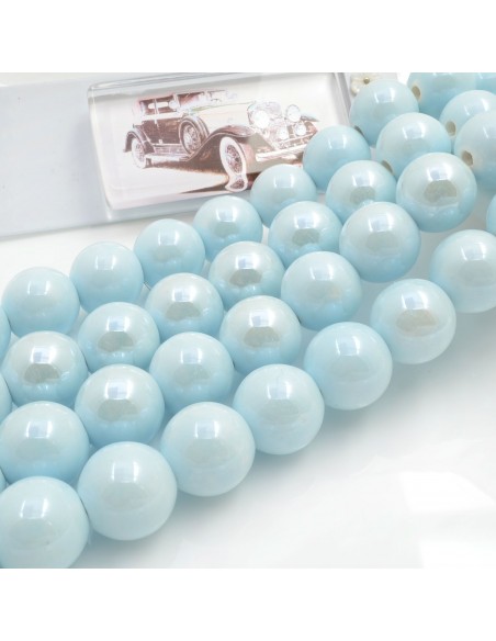 Filo di perle rotonde in ceramica smaltata 14-15 mm 25pz Gioie d'Oriente