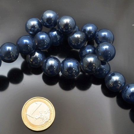 Filo di perle rotonde in ceramica smaltata 16-18 mm 22pz Gioie d'Oriente
