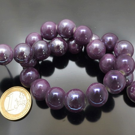 Filo di perle rotonde in ceramica smaltata 16-18 mm 22pz Gioie d'Oriente