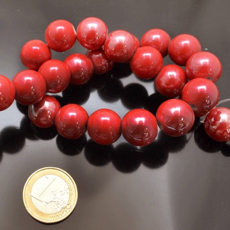 Filo di perle rotonde in ceramica smaltata 16-18 mm 22pz Gioie d'Oriente
