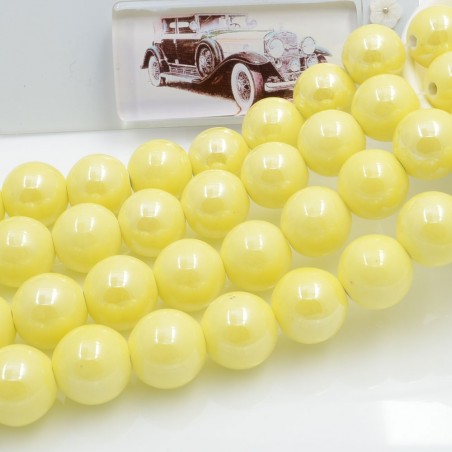 Filo di perle rotonde in ceramica smaltata 16-18 mm 22pz Gioie d'Oriente