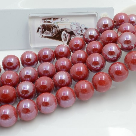 Filo di perle rotonde in ceramica smaltata 16-18 mm 22pz Gioie d'Oriente