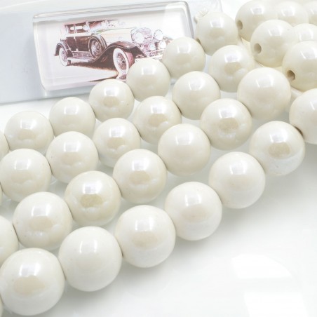 Filo di perle rotonde in ceramica smaltata 16-18 mm 22pz Gioie d'Oriente