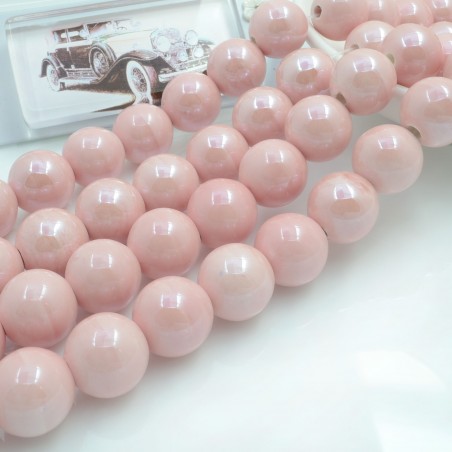 Filo di perle rotonde in ceramica smaltata 16-18 mm 22pz Gioie d'Oriente