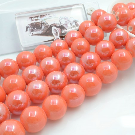 Filo di perle rotonde in ceramica smaltata 16-18 mm 22pz Gioie d'Oriente