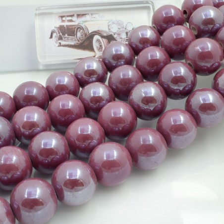 Filo di perle rotonde in ceramica smaltata 16-18 mm 22pz Gioie d'Oriente