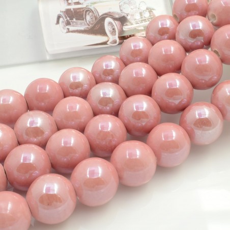 Filo di perle rotonde in ceramica smaltata 16-18 mm 22pz Gioie d'Oriente