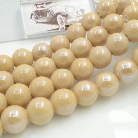 Filo di perle rotonde in ceramica smaltata 16-18 mm 22pz Gioie d'Oriente