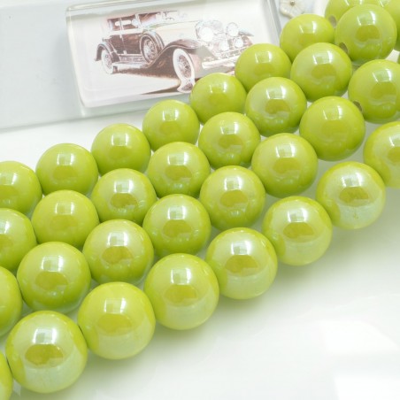 Filo di perle rotonde in ceramica smaltata 16-18 mm 22pz Gioie d'Oriente