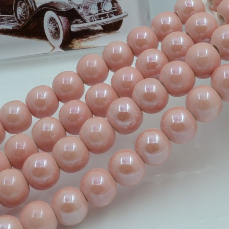 Filo di perle rotonde in ceramica smaltata 16-18 mm 22pz Gioie d'Oriente