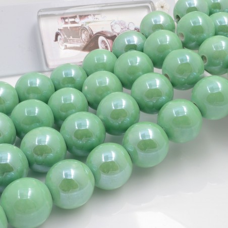 Filo di perle rotonde in ceramica smaltata 16-18 mm 22pz Gioie d'Oriente