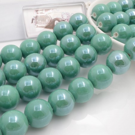 Filo di perle rotonde in ceramica smaltata 16-18 mm 22pz Gioie d'Oriente