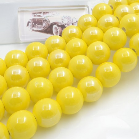 Filo di perle rotonde in ceramica smaltata 16-18 mm 22pz Gioie d'Oriente