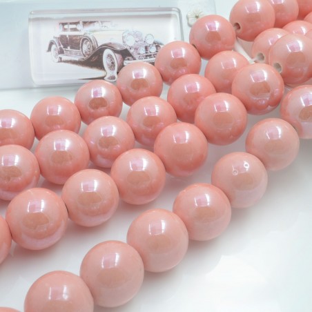 Filo di perle rotonde in ceramica smaltata 16-18 mm 22pz Gioie d'Oriente