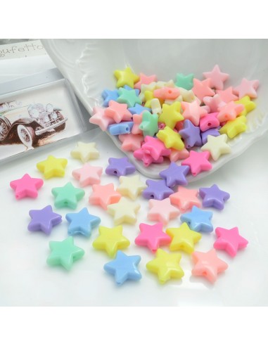Perline a forma di stella di plastica colorate pastello 160 pz 14 mm con foro 1.5 mm per le tue creazioni alla moda!!