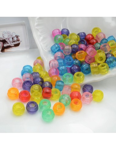 perline di plastica colorate mix con brillantini 6 x 9 mm con foro 2 mm 300 pz per le tue creazioni n 2
