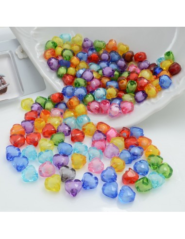 Perle a cuore in plastica trasparente colorata 8mm foro 2mm 400pz | GDO