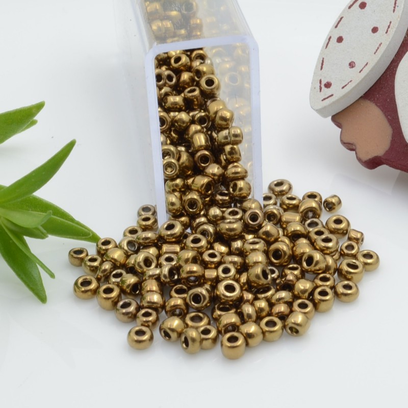 Perline di conteria perline di vetro colore oro scuro 3 mm 4 mm