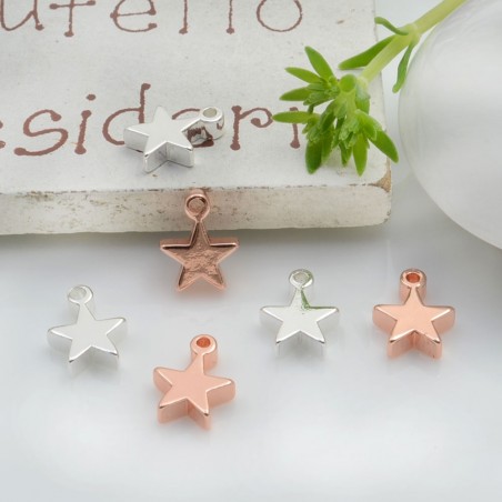 Ciondoli stella in ottone liscio 8x6 mm 2pz Gioie d'Oriente