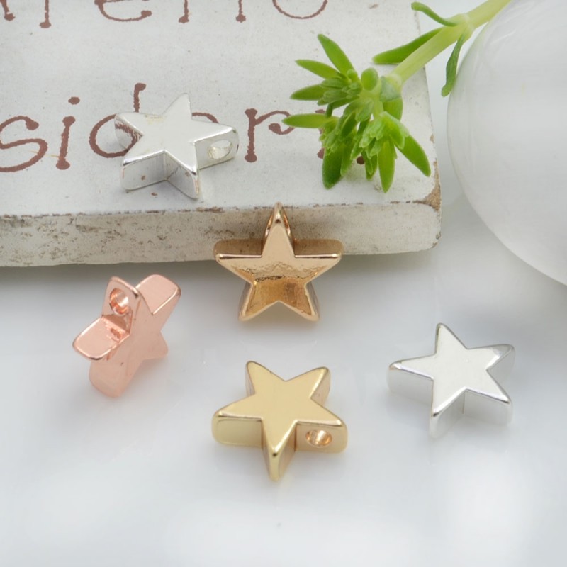 Ciondoli a forma di stelle foro in alto in ottone liscio 8 mm 2 pz per le tue creazioni!!!